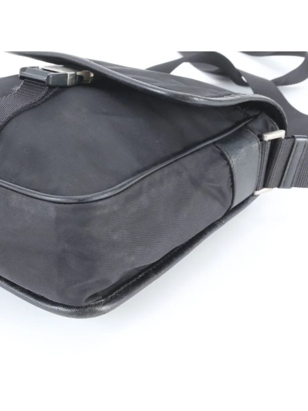 Prada Tessuto Nylon Triangle Logo Shoulder Bag Crossbody Messenger Black